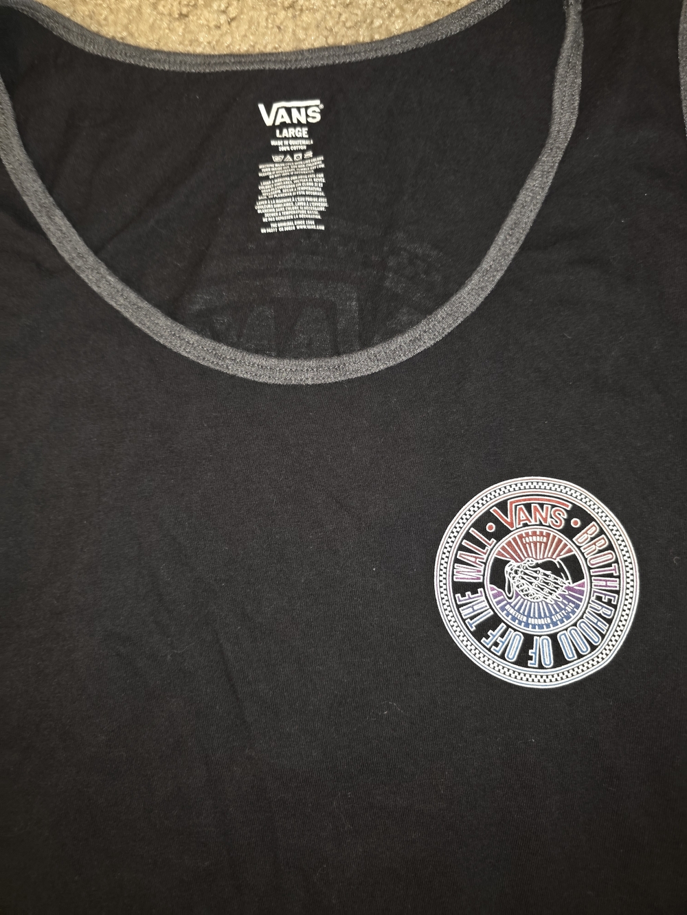 Vans Off The Wall Brotherhood Tank Top Mens Large Black Gray Graphic Skate Surf